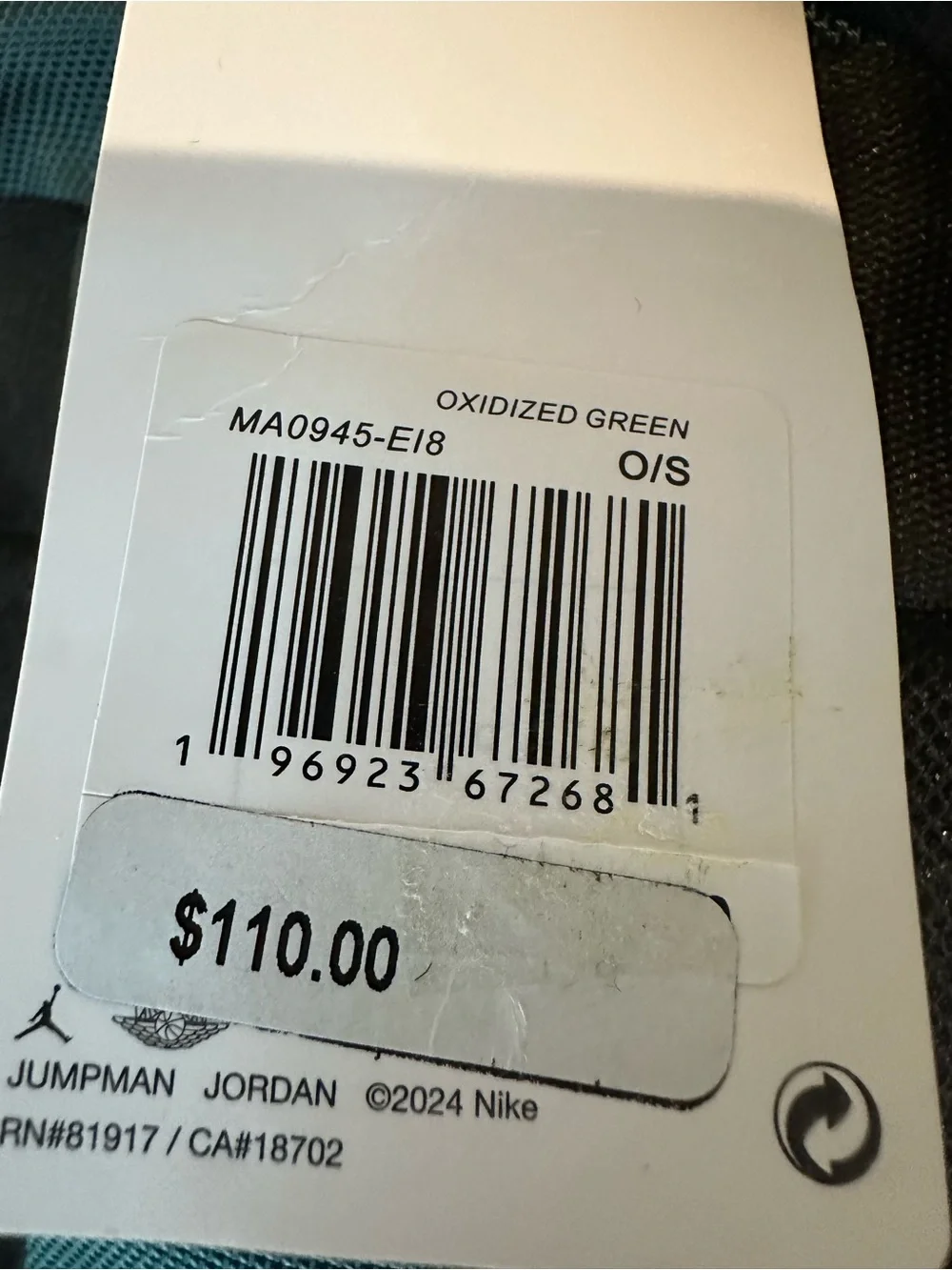 Jordan Teal and Black Men's Backpack with Front Bungee